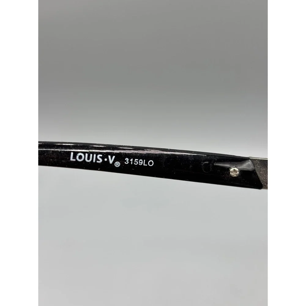 Louis Valentin Aviator Sunglasses Silver Frame Black Lenses‎ Rhinestones 3159LO